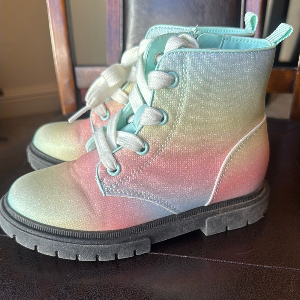 New, Cat & Jack Pink and Green Combat Boots